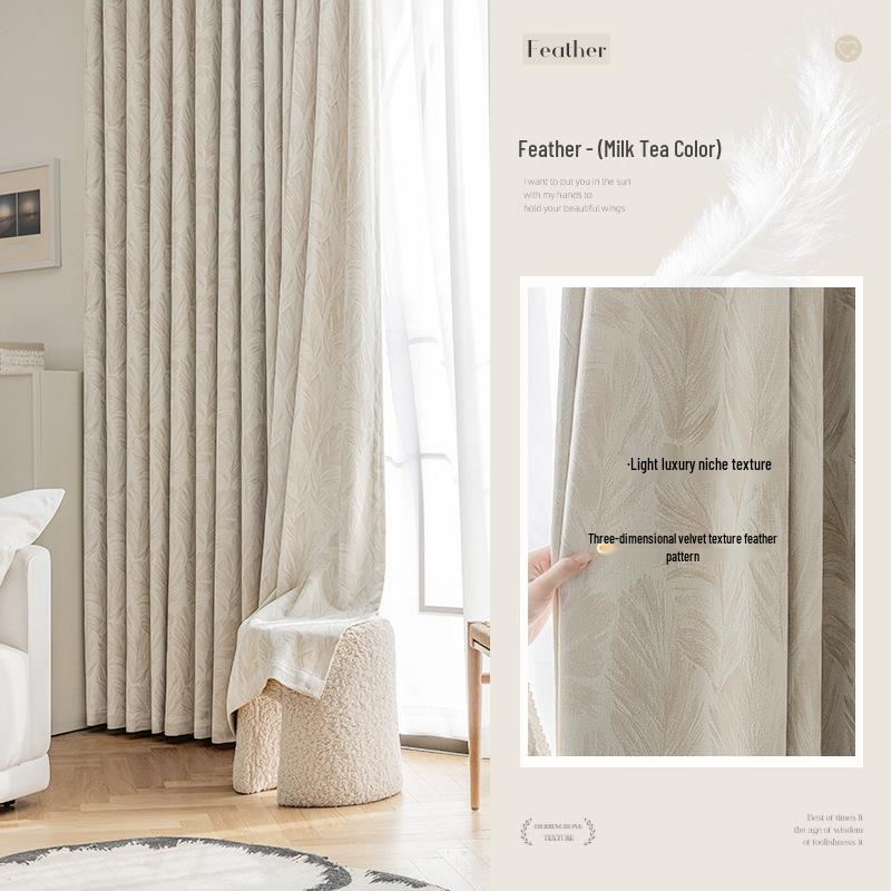 High-End Blackout Feather Jacquard Chenille Curtains for Bedroom, Balcony & Living Room