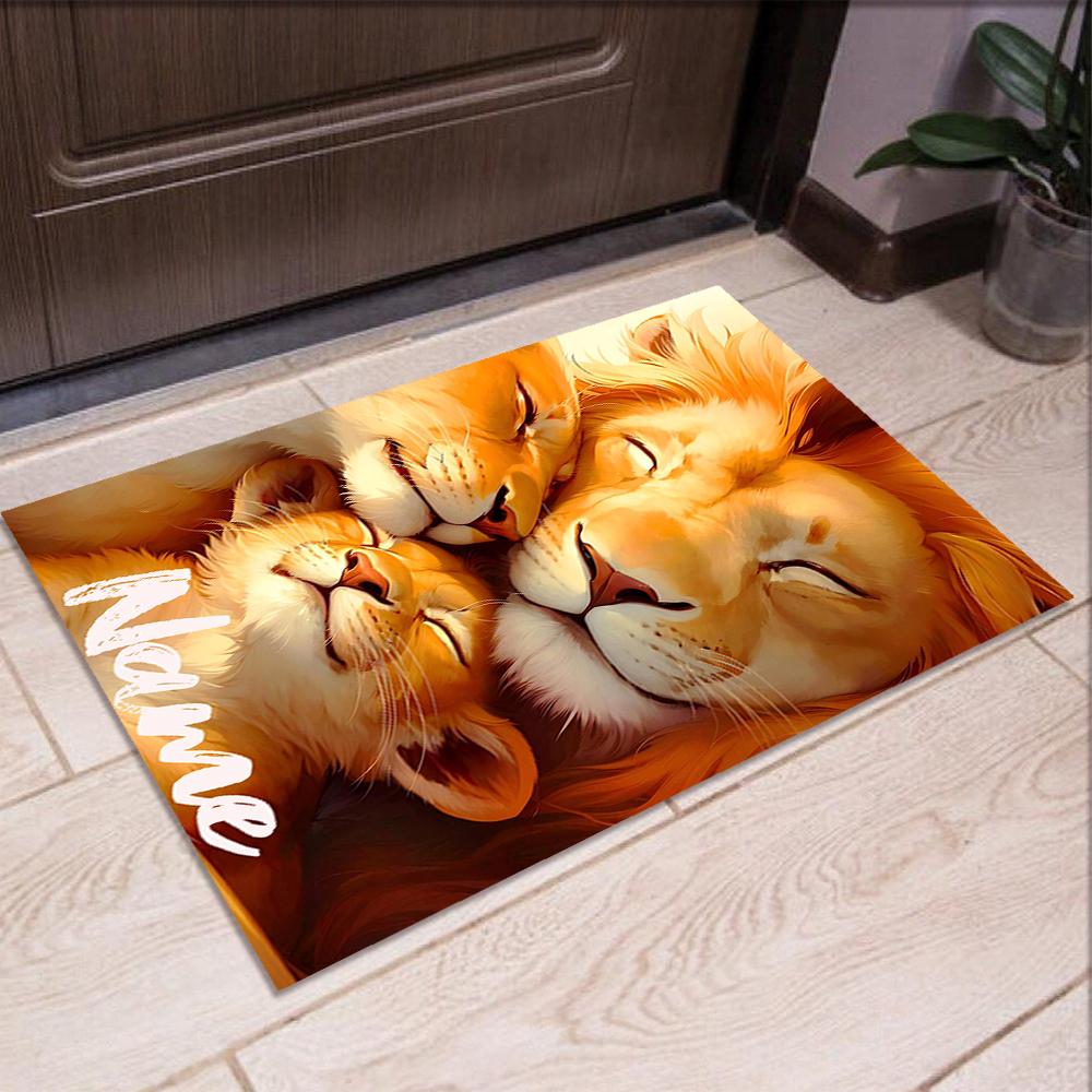 Custom Name Lion Printed Carpet,Rug for Office Chair Living Room Bedroom Kitchen Room Decor Gifts.