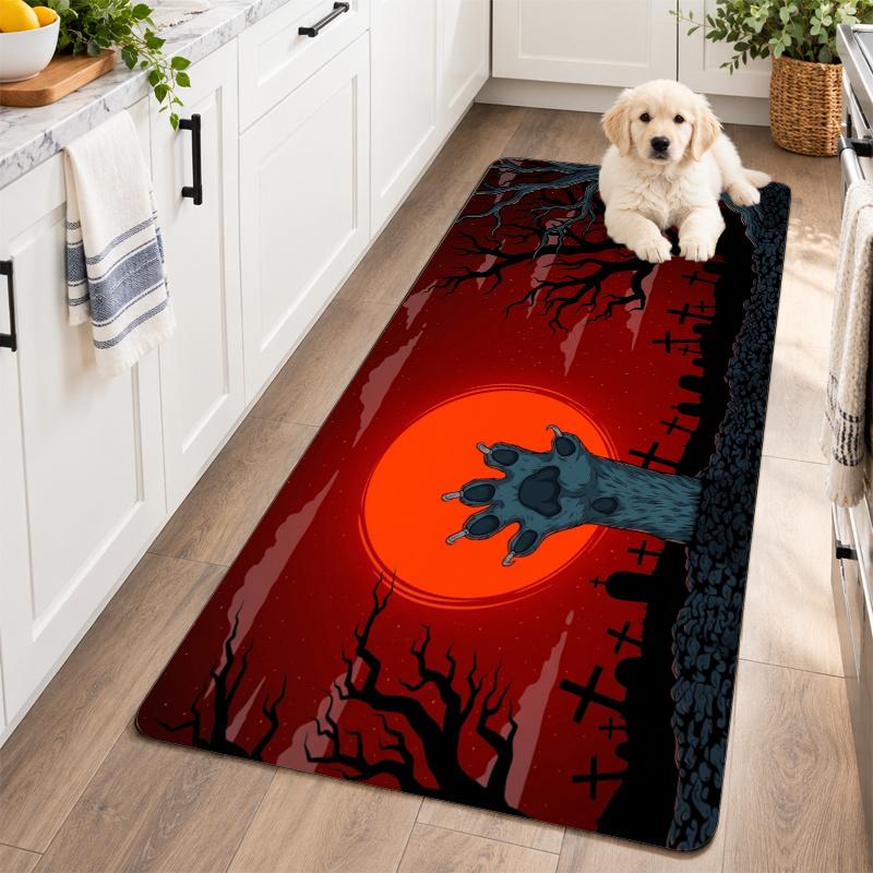 Flannel Kitchen Mat Pet Sematary Soft Area Rug Non Slip Floor Carpet Home Decoration
