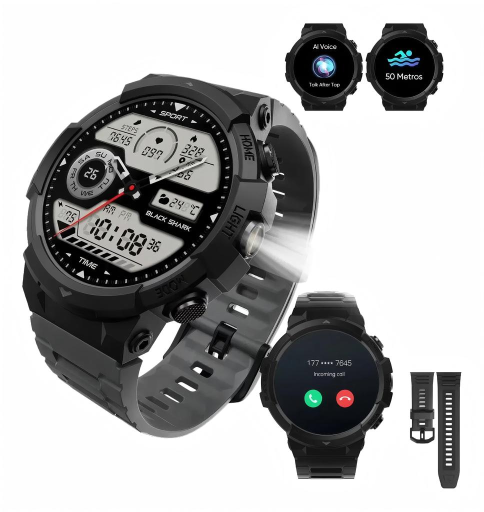 Black Shark GS3 Sport Smartwatch, 1,43" AMOLED, ENC Bluetooth-Anruf, 18 Tage Akkulaufzeit, 50 m Wasserdichtigkeit, GPS, Fitness-Tracker, Gesundheitsüberwachung