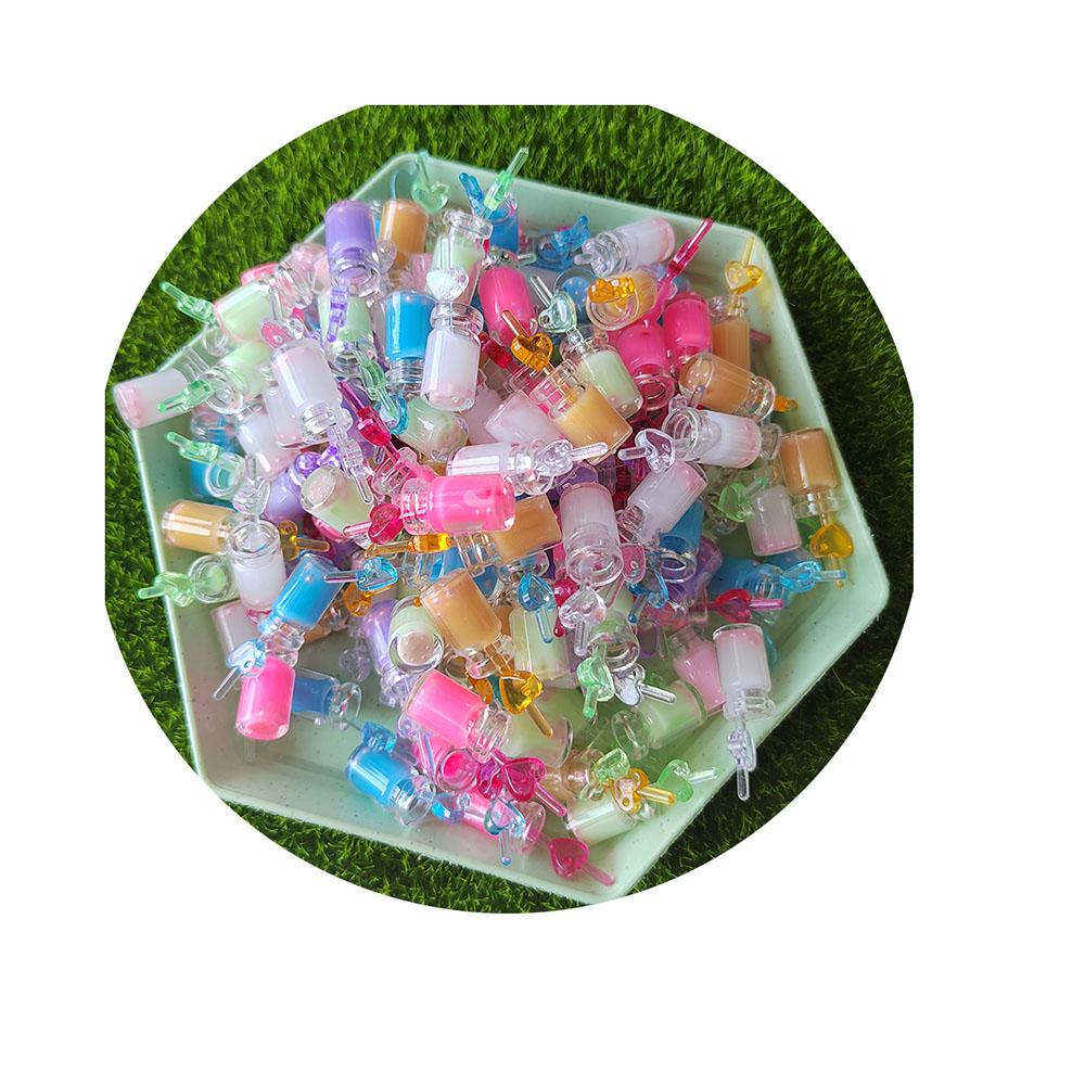 100Pcs Luminous Mini Resin Juice Straw Cup Drinks Miniature Ornament Tiny Bottles for DIY Garden Doll House Children Toys