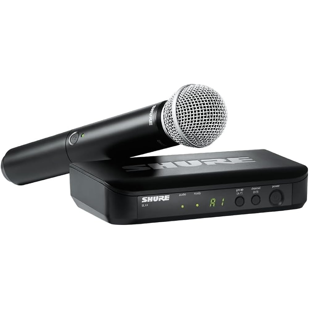 SHURE Sure Wireless Microphone System BLX24/SM58: BLX2/SM58 Handheld Dynamic Microphone BLX4 Rece...