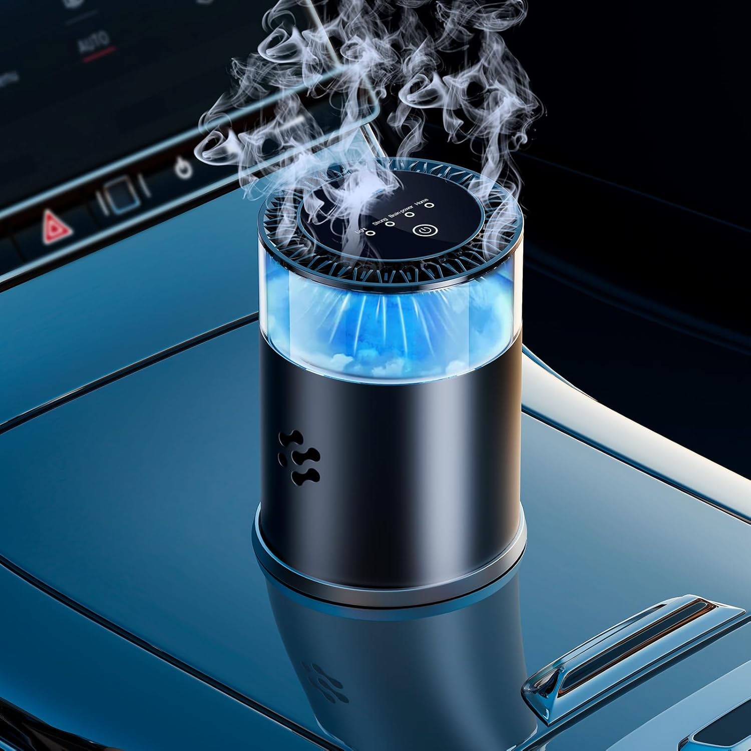 Smart Car Air Freshener, Automatic Car Air Freshener Diffuser With Ambient Light, Car Diffuser With 2 Essential Oil Box, Aromatizante Para Carro, Car