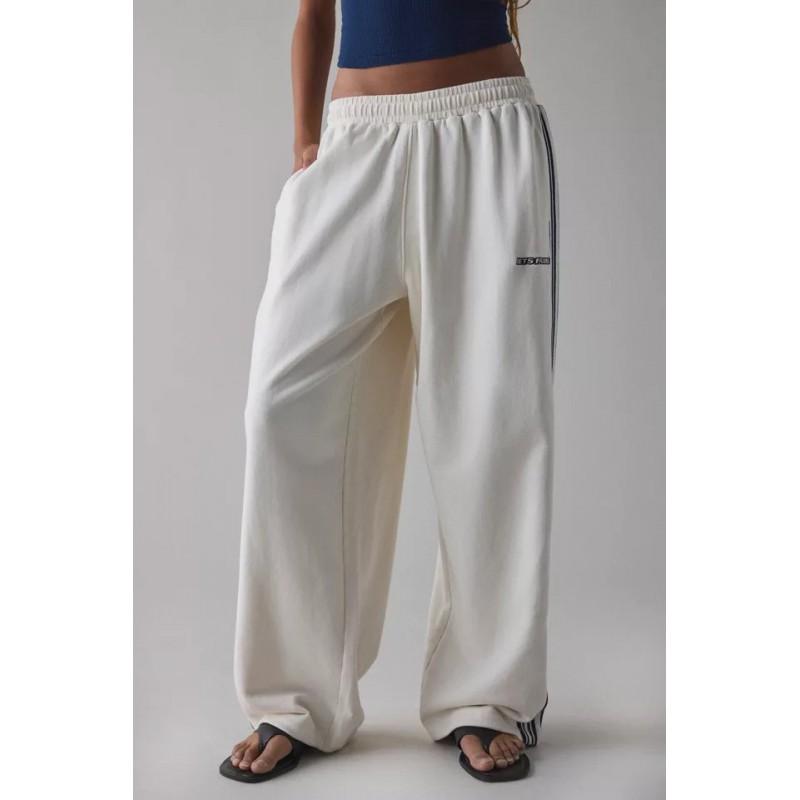 Womens Y2K Embroidered Loose Straight Leg Sweatpants With Elastic Waist Comfort Fit Cotton Blend