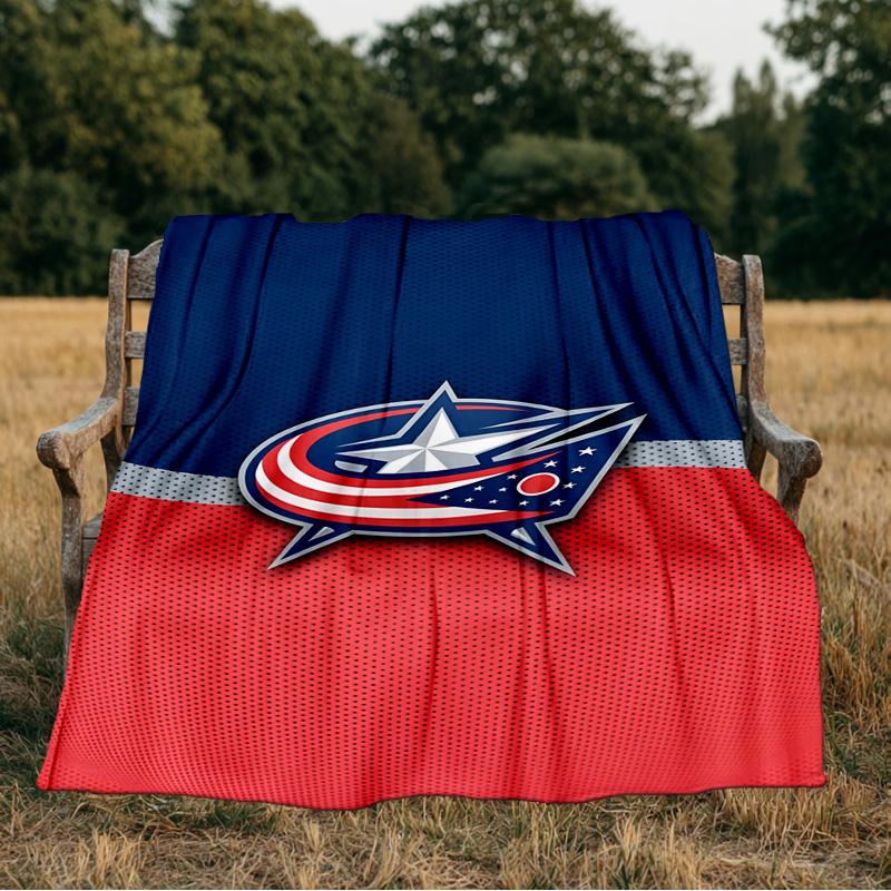 Columbus Blue Jackets Logo Blanket Flannel Throw for Sofa, Indoor, Camping, Living Room, Office, Chair, And Bed Soft Birthday Gift