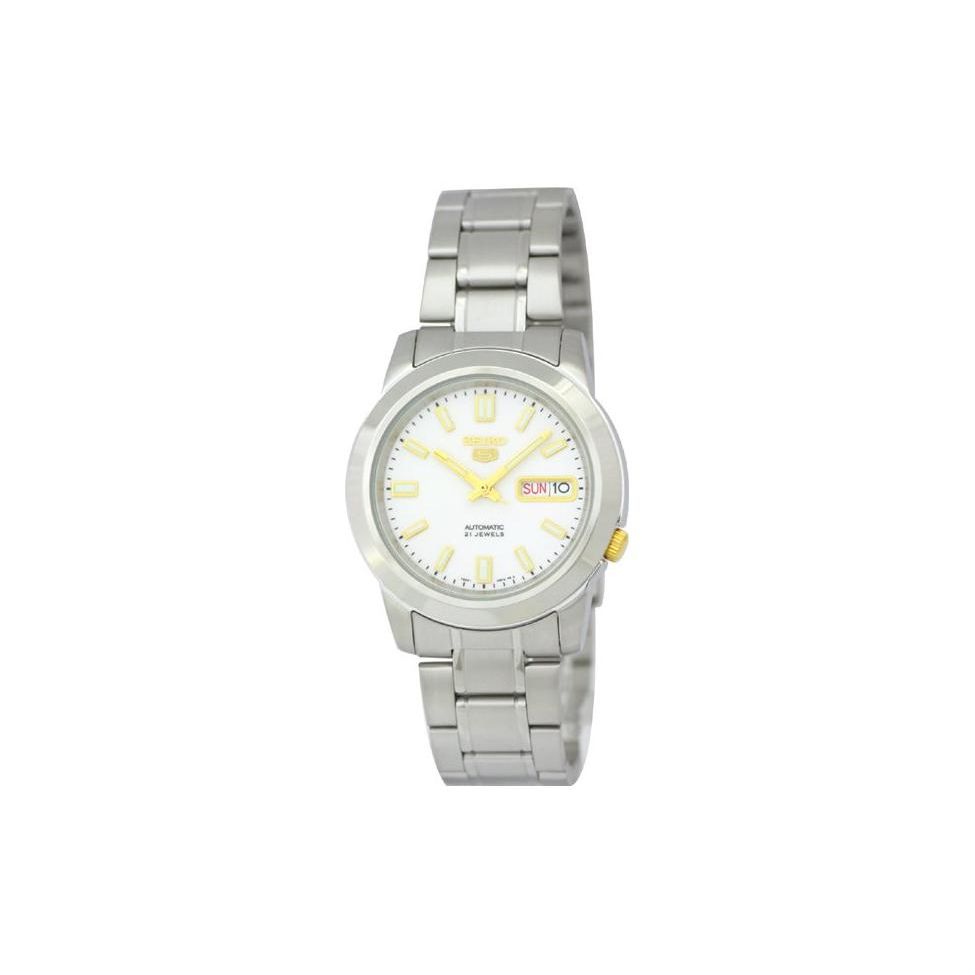 Seiko Waterproof Quartz Movement Stainless Steel Strap Watch Men Watches White SNKK07K1 Silver Strap