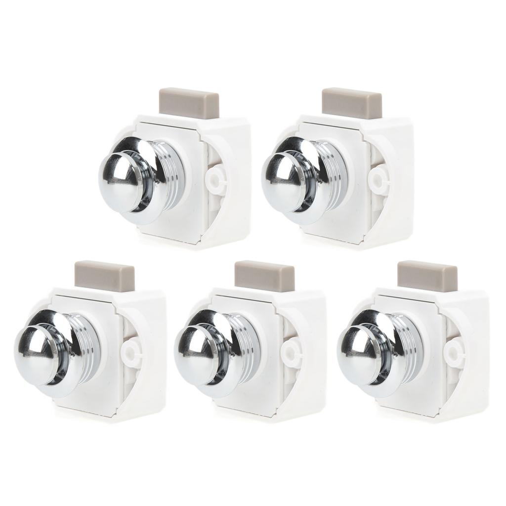 5 Pcs Push Button Latch Zinc Alloy Keyless Cupboard Locks for 14‑16mm Door Thickness