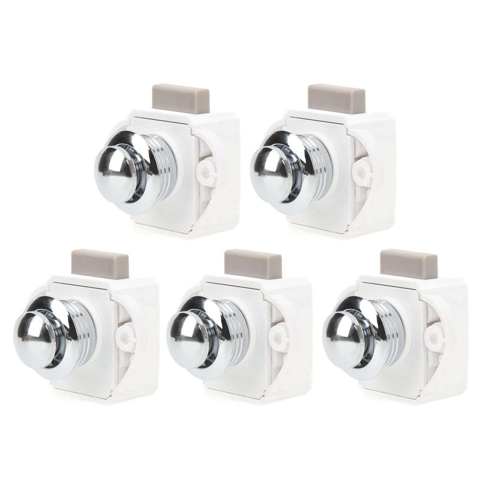 

5 Pcs Push Button Latch Zinc Alloy Keyless Cupboard Locks for 14‑16mm Door Thickness