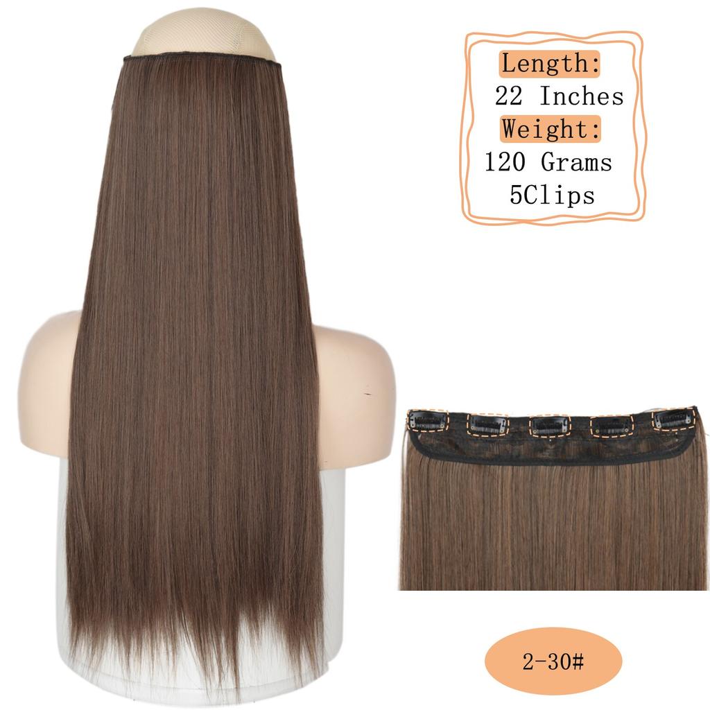 MERISIHAIR Langt rett syntetisk hårforlengelse 5 klips inn høytemperatur 22 tommer 120 g fiberhår for kvinner