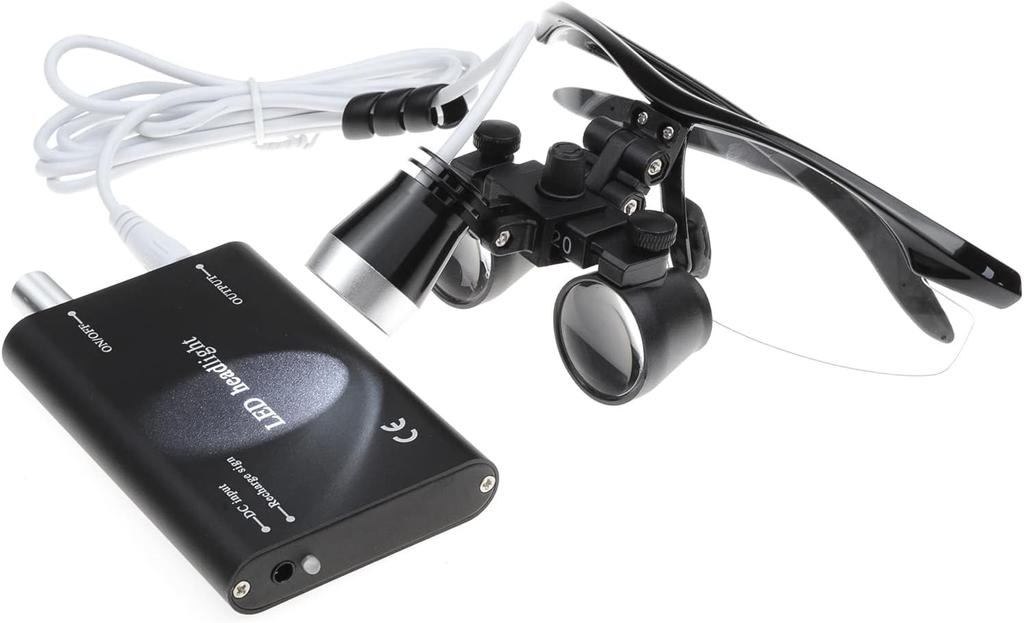 Kurtvenid Binocular Magnifier with 1W Spotlight and LED Portable for Laboratory and Easy Storage 3.5x Lamp, Use, Appraisal, Lighting, (Black)