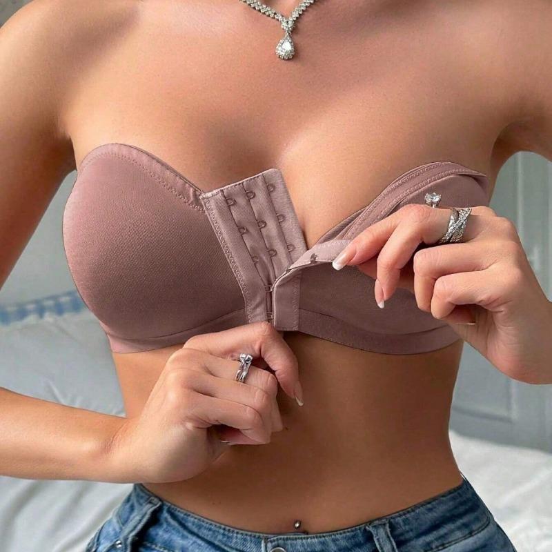 Strapless Front Closure Push Up Bra For Small Chest Breathable Thin Bralette