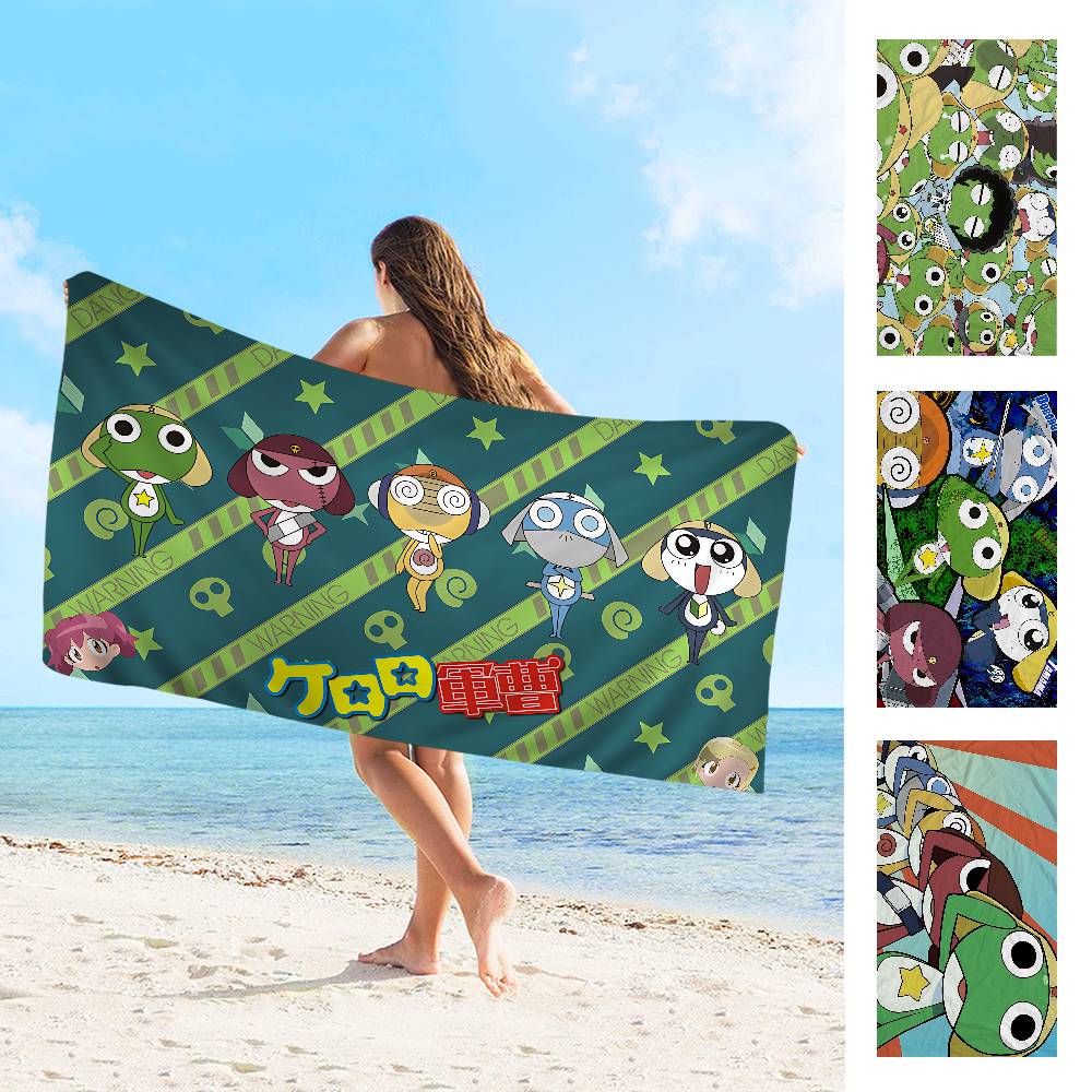 Cartoon Funny Keroro Gunsou Frog Microfiber Printed Beach Towel Mountain Climbing Beach Swimming Running Absorbent Soft Towel
