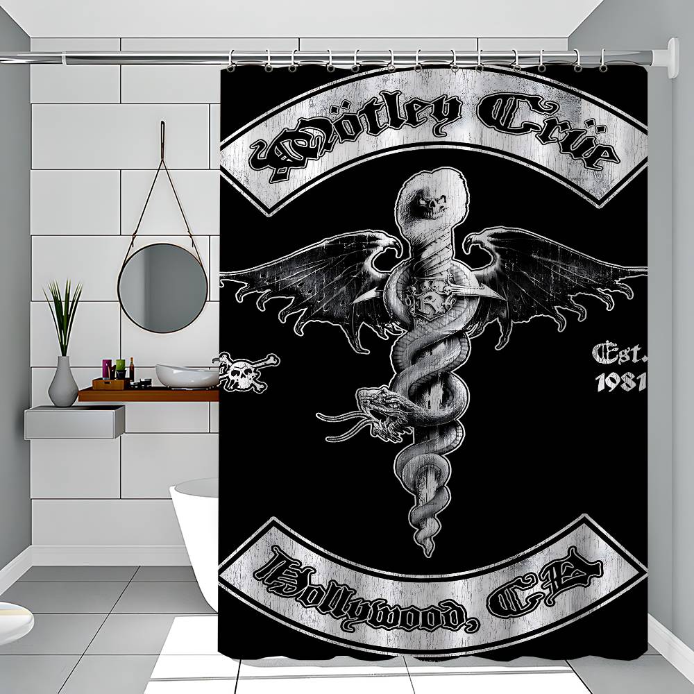 Popular Band M-Motley Crues Simple Shower Curtain Bathroom Shower Curtain Easy To Clean And Scrub Polyester Waterproof Opaque