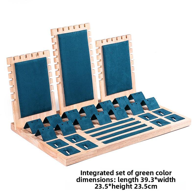 Jewelry Set Combination Necklace Display Stand Earrings Ring Display Stand Wooden Tray Jewelry Display Table