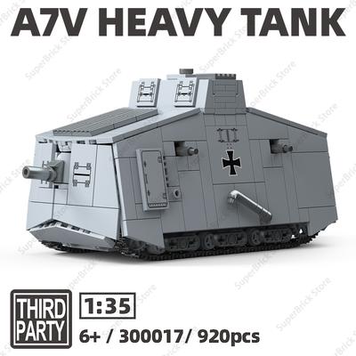 טנק Sturmpanzerwagen A7V גרמני ממלחמת העולם הראשונה, דגם לבני בניין, המבצר הנייד של וילהלם השני, רכב צבאי למלחמה, צעצוע לבנים, מתנה
