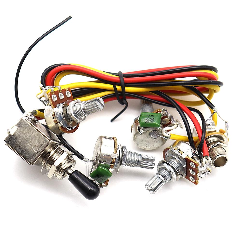 

1 Set Guitar Wiring Harness Prewired 2v2t 3way Toggle Switch Jack 500k Pots