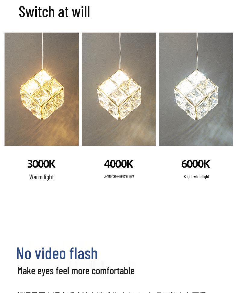 Modern Minimalist Crystal Pendant Light for Bedroom, Study, Bar, or Staircase