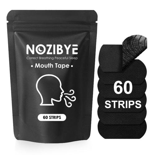 

Nozibye Mouth Closure Tape, Anti-Snoring Tape, Mouth and Nasal Breathing Tape (Black, 60)