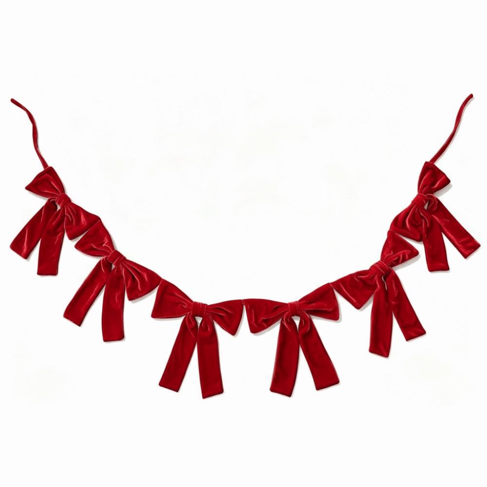 Soft Christmas Velvet Party Bow Creative Velvet Bow Garland Banner  Wedding Decor