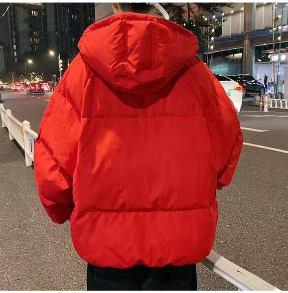 Unisex Oversized Cotton-Padded Jacket with Hood - Autumn/Winter Solid Color Versatile Design