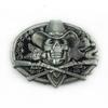 Western Cowboy Skull Zinc Alloy Belt Buckle - Red Leather Large Handicraft Retro Plate.