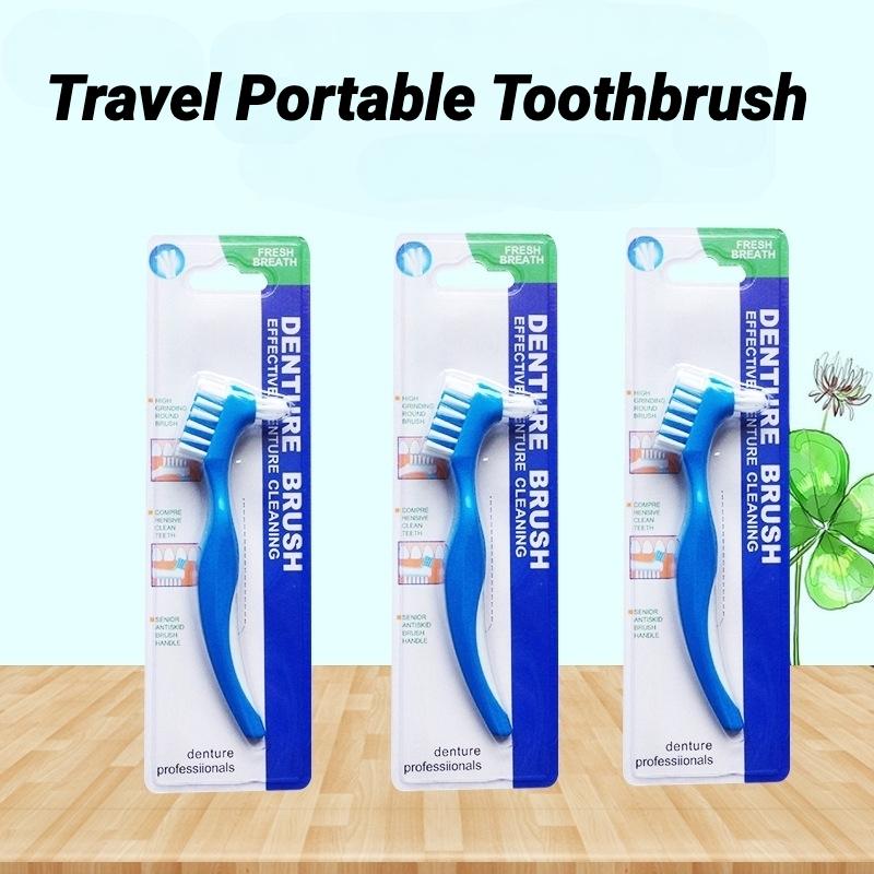 

1Pcs Dentistry Travel Protable Toothbursh Denture Brush Hard Oral Hygiene Denture Cleaning Brush False Teeth Brush Toothbrush синій
