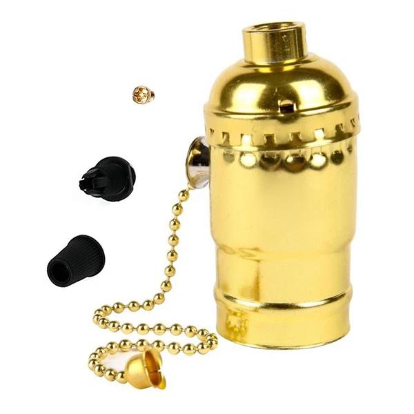 Suport lampă vintage Cablu Suport lampă Comutator cu buton Accesorii de iluminat Edison Vintage Suport lampă din cupru E27 Bar Restaurant