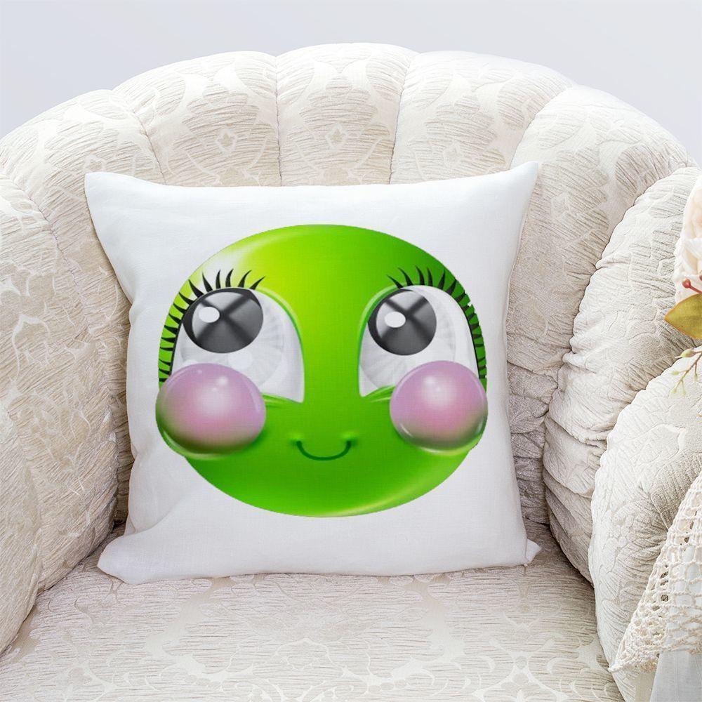 Green Face Little Mung Bean Funny Pillow Cover, Zippered & Removable Washable, Home Bedroom Bedside Cushion Cover