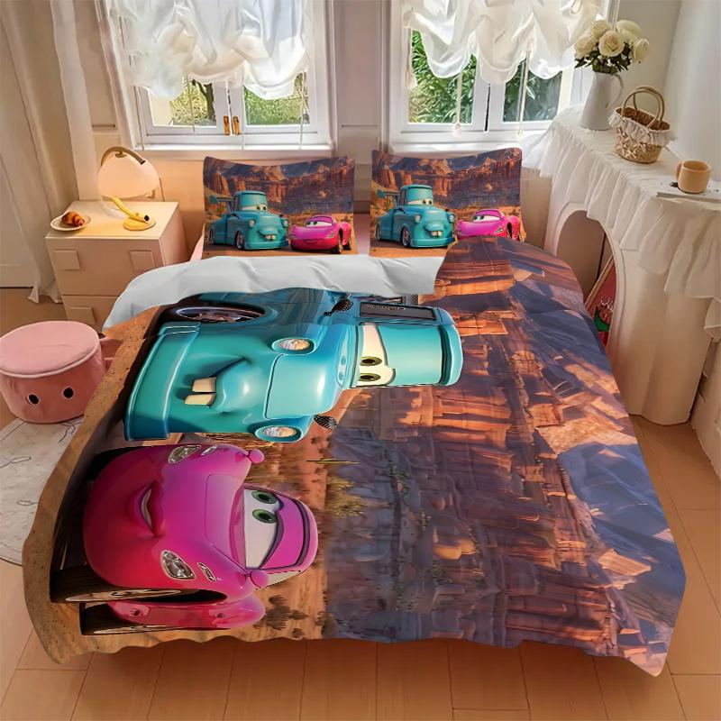 3Pcs Cars Desert Bedding Set Soft Fabric Duvet Cover Pillowcases Home Xmas Halloween Gift 1 Duvet Cover 2 Pillowcase S1148