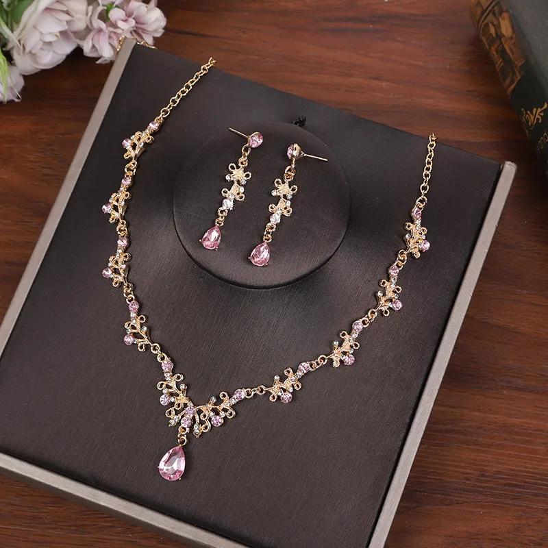 Sparkling Zirconia Necklace And Earring Set For Women, Fashionable And Exquisite, With Multiple Colors To Choose From As Jewelry Accessories And Gifts