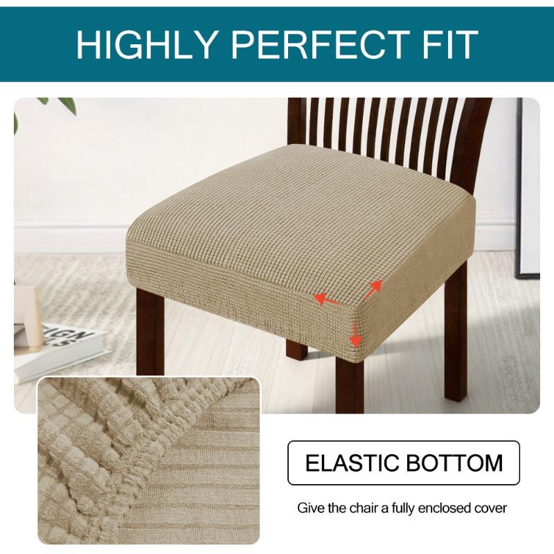 Jacquard Chair Seat Cover Elastic Chair Slipcovers for Home Banquet Dining Room Solid Color Removable Washable Chair Covers