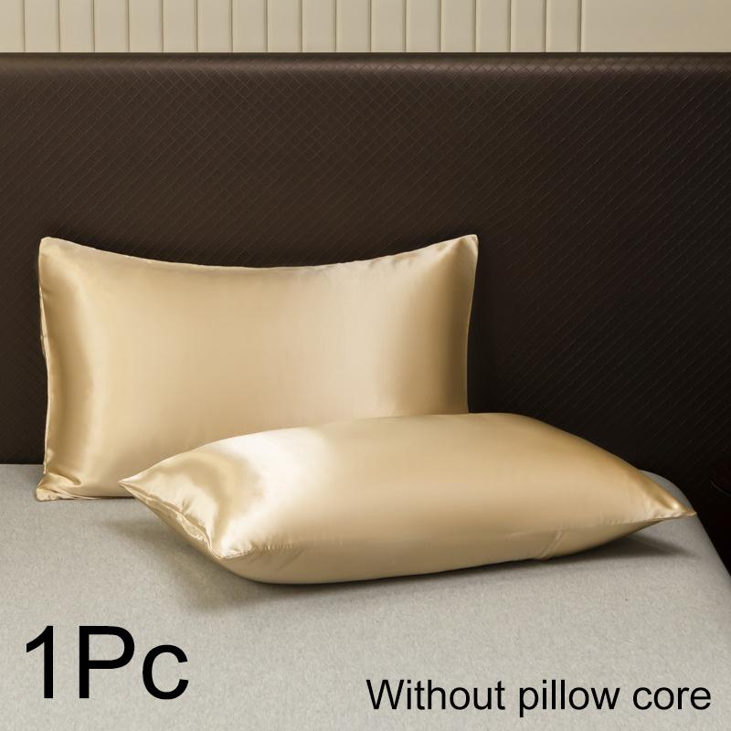 1PC Silky Satin Machine Washable Hair Beauty Premium Smooth Solid Color Soft Pillow Cover Pillow Case Pillowcase