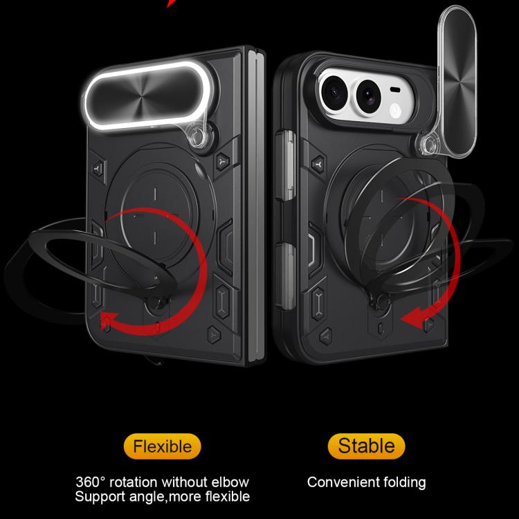CD Texture Sliding Camshield Magnetic Holder Phone Case For iPhone Duo, TPU PC Shockproof Lens Protective Cover