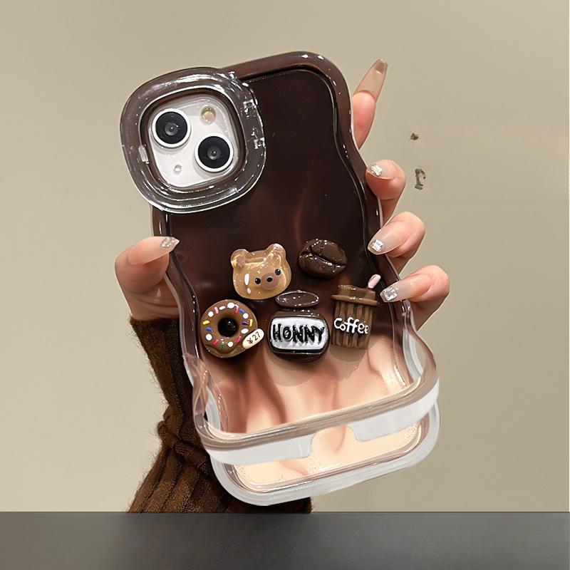 

Мобильный шнурок для кофейной куклы, подходящий для Apple 16PRO, чехол для мобильного телефона Iphone15, невидимый двойной кронштейн 14, силиконовый X Redmi K40/K40 Pro