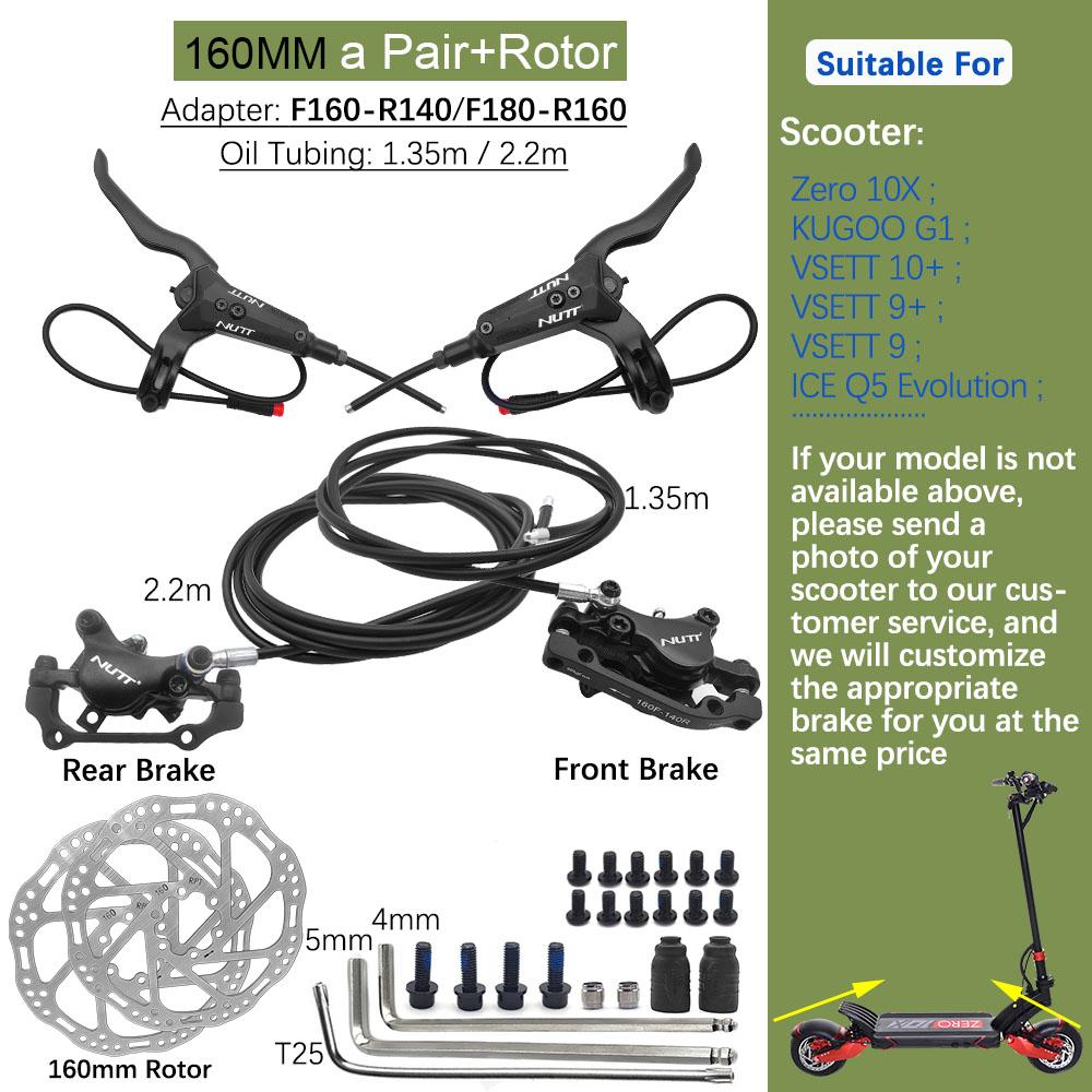 Monopattino Elettrico NUTT A5-D con Freni Idraulici, 140mm, 160mm, 180mm, Compatibile con Zero 10X, KUGOO G1, VSETT 10+, 9+, 9