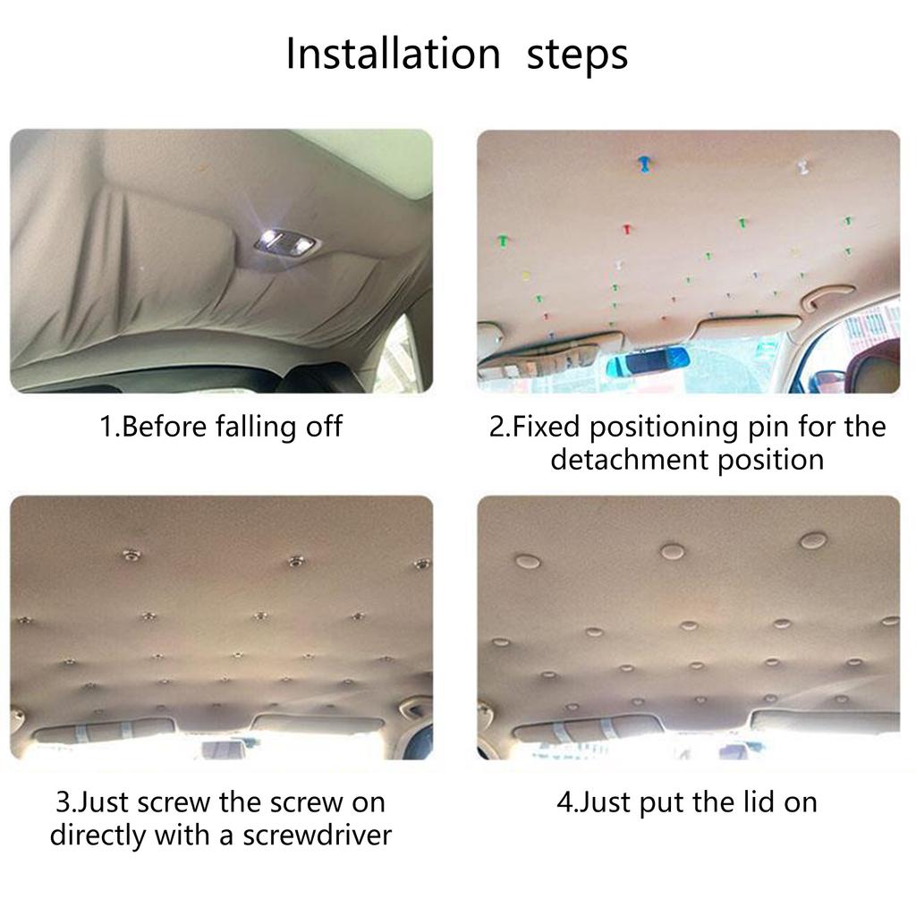Universal Vehicle Roof Cloth Fastener Set 40Pcs No Tools Needed For DIY Car Interior Repair Quick Installation Rivet