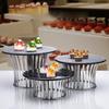 Gold Dessert Table Decorations Display Show Stand Buffet Wedding Banquet Tea Break Table Fruit Platter Cake Round Dessert Tray