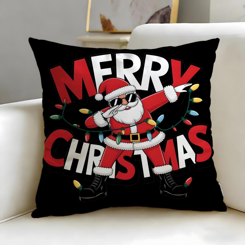 Christmas theme Merry Christmas Cushion Cover Soft  EasyWash Pillow Case  Versatile for Couch Bed Travel and Office
