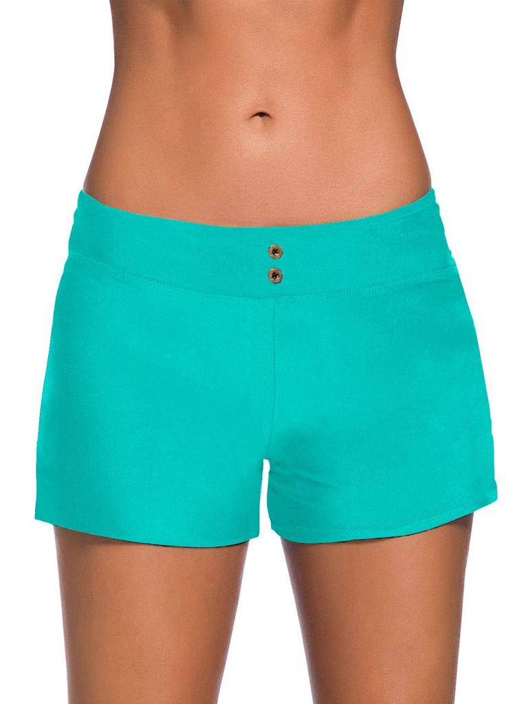 2023 Trendy Plus Size Women's Low Waist Flat Leg Swim Trunks for Seaside Vacation