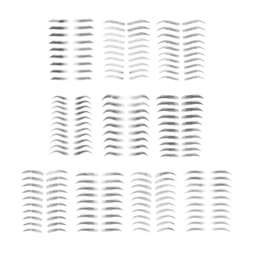 10 Sheets Waterproof Eyebrow Stickers Disposable Temporary Brow False Eyebrows Sticker Set (Black)