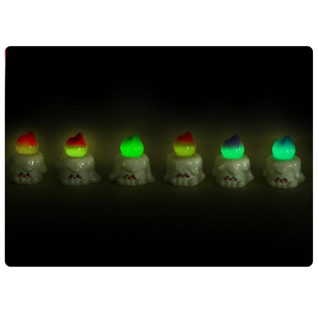 6Pcs/set Multicolors Luminous Candle Miniatures Resin Ornaments Diy Fairy Garden Decoration Moss Terrarium Micro Landscape