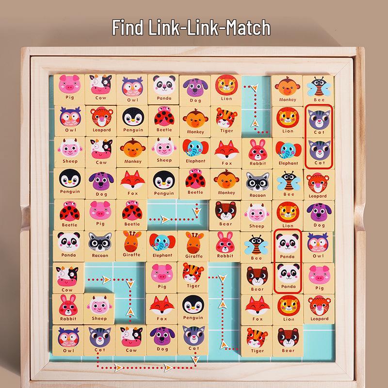 Wooden Link-Up 2-in-1 Flying Chess & Elimination Puzzle for Children's Early Education