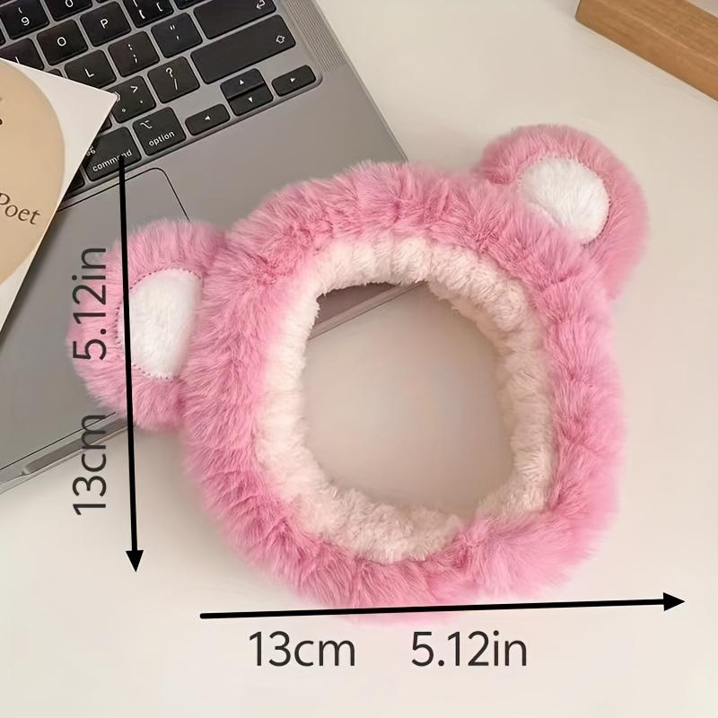 Disney Strawberry Bear Plush Hairband Women's Winter Face Wash Anti-Slip Headband Used for Applying Mask Special Headband Hairpin Headgear