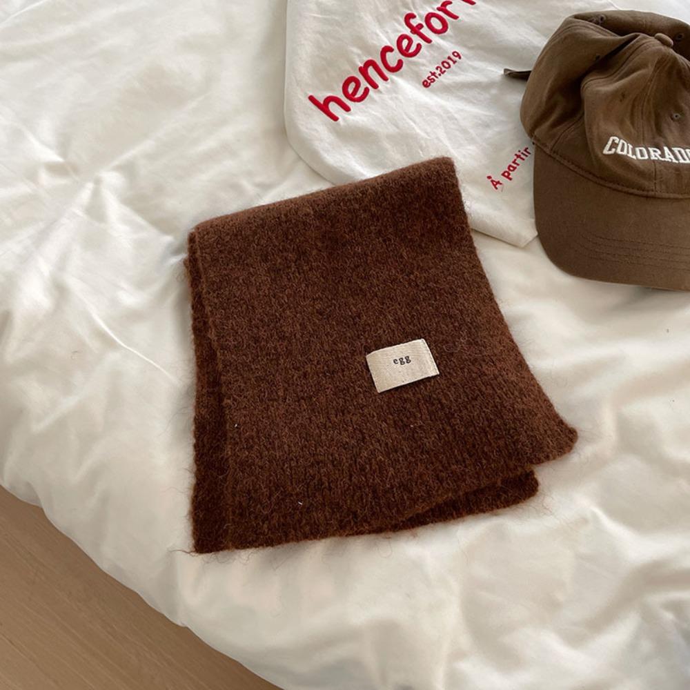 Cold Proof Solid Color Women's Woolen Scarf Thickened Woolen Knitted Warm Scarf Soft Yarn Knitted Scarf Outdoor Warm