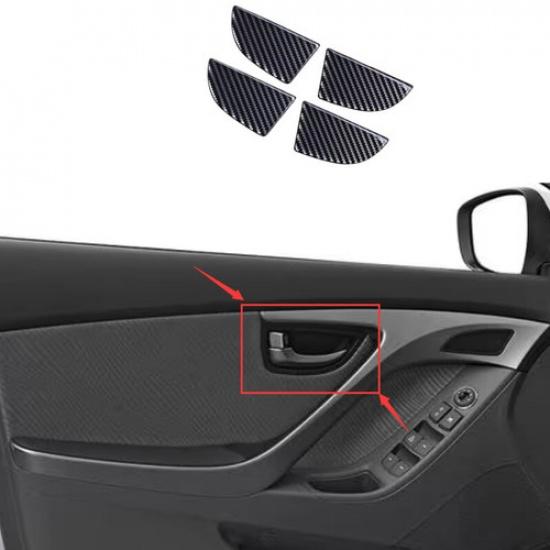 For Hyundai Elantra 2011-2016 Carbon Fiber Real Inner Door Bowl Sticker Trim 4X
