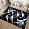 Abstract Black and White Galaxy Wave Carpet with Starry Patterns Suitable for Use As an Anti-slip for Living Room Bedroom Sofas