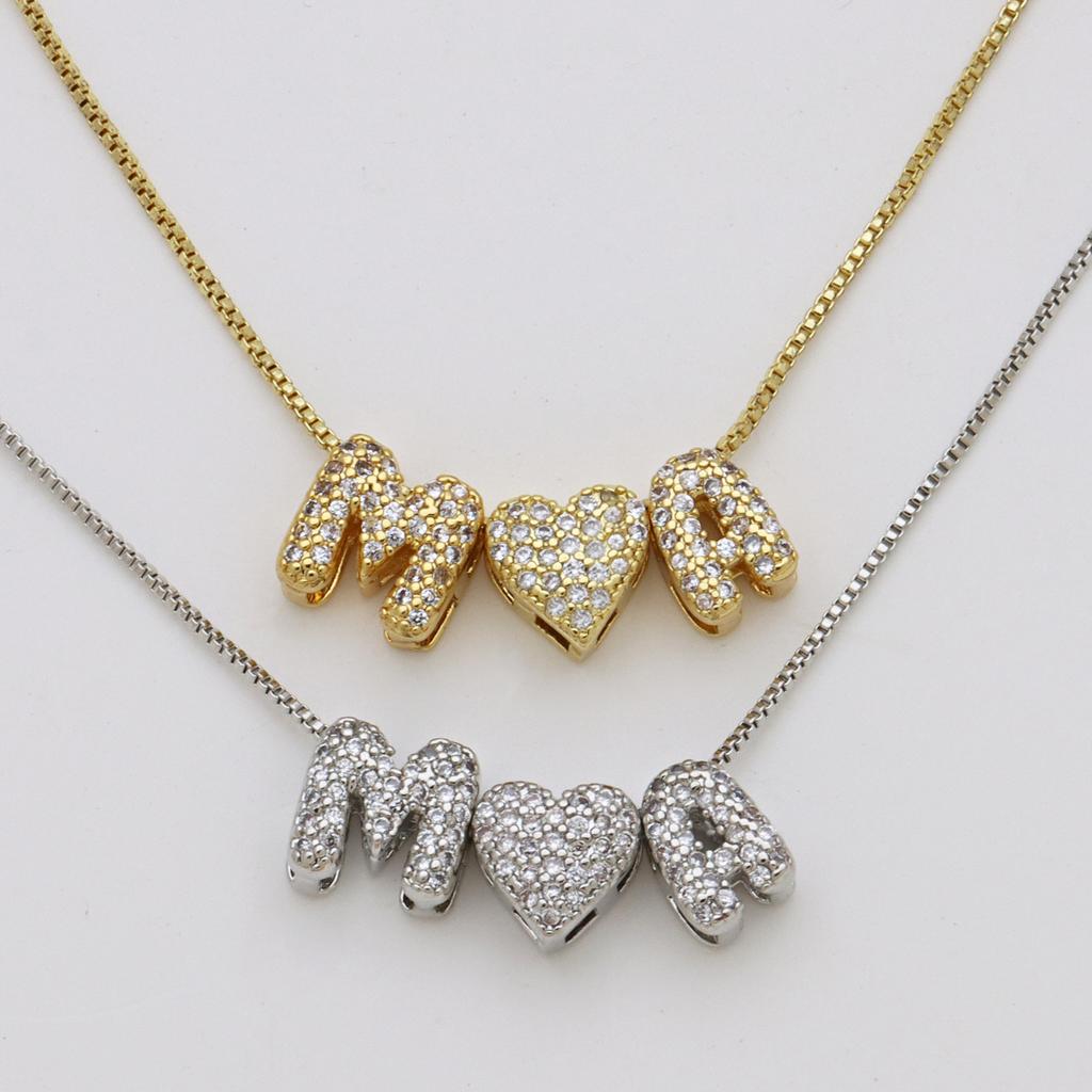 Full Of Zircon Bubbles 26 English Letter Names White Gold Pendant Necklace Female Collarbone Chain