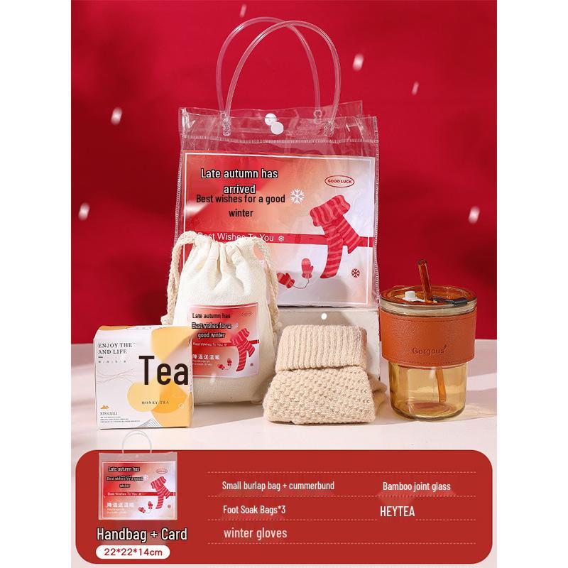 

High-End Autumn & Winter Employee Gift Set with Transparent Gift Bag 22x22x14cm