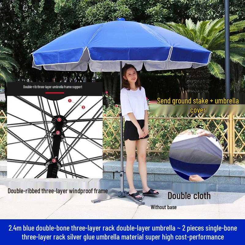 Custom Logo Double Bone Outdoor Sunshade Umbrella with Fast Shipping