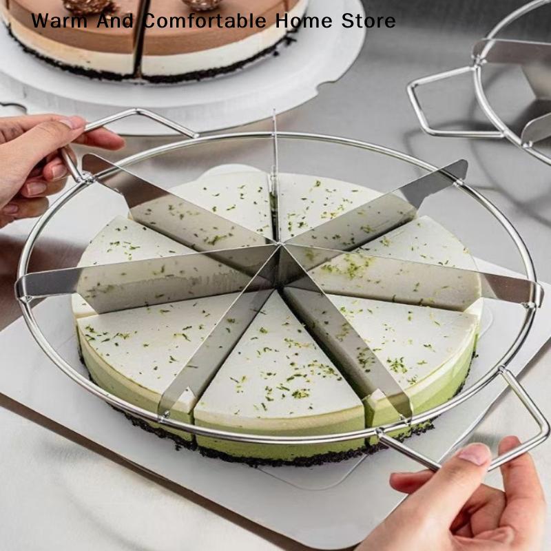 Stainless Steel Cake Cutter Slicer Pastry Portion Marker Pizza Pie Divider Even 4-10 Slices Cake Portioner Baking Tools Kitchen